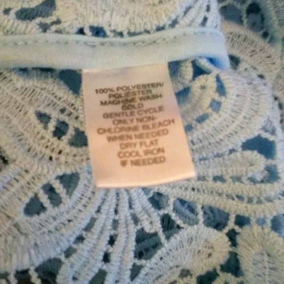 NWOT LOFT crochet floral lace light blue short sleeve boxy top - Picture 6 of 10